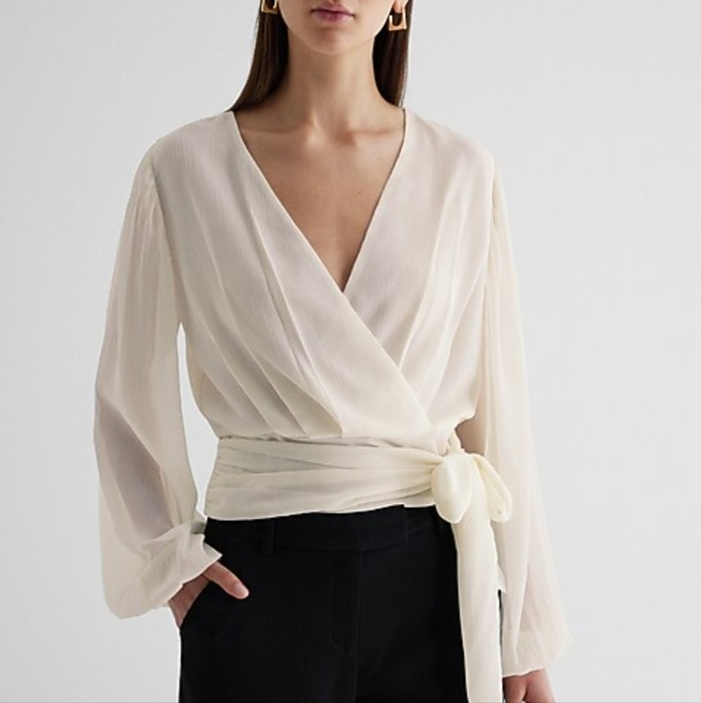 Express White Wrap Blouse (size XS)